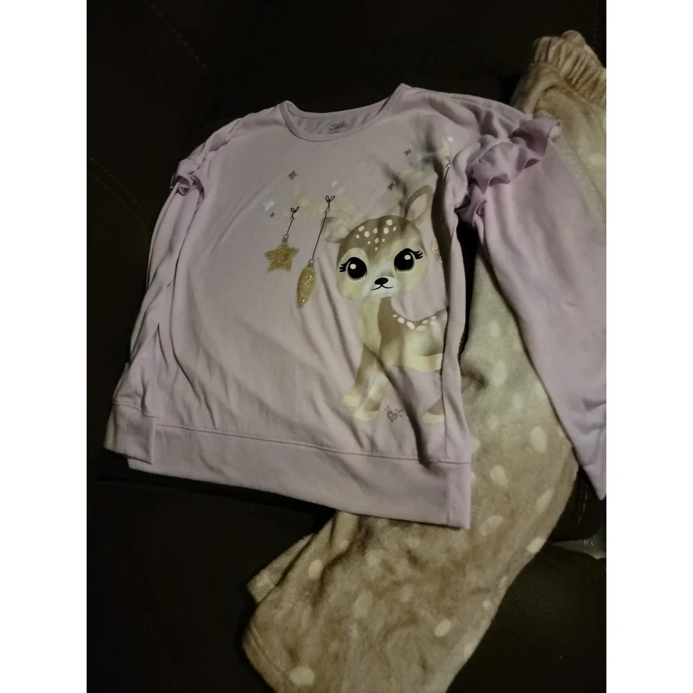 Justice Christmas holiday reindeer pajamas‎ size 8 fuzzy pants